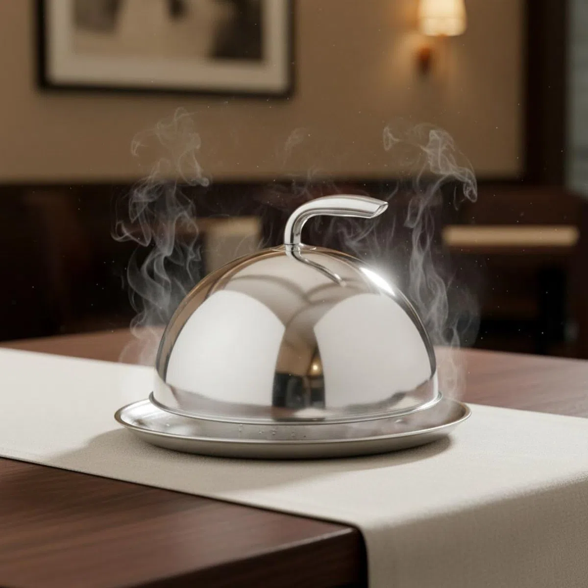Cloche in Acciaio Inossidabile, Mantiene il Cibo Caldo, Cloche Con Maniglia, Coperchio a Cupola per Bistecca e hamburger, per Ristoratori, Chef, Hotel, Argento, Set 22.5cm-26cm
