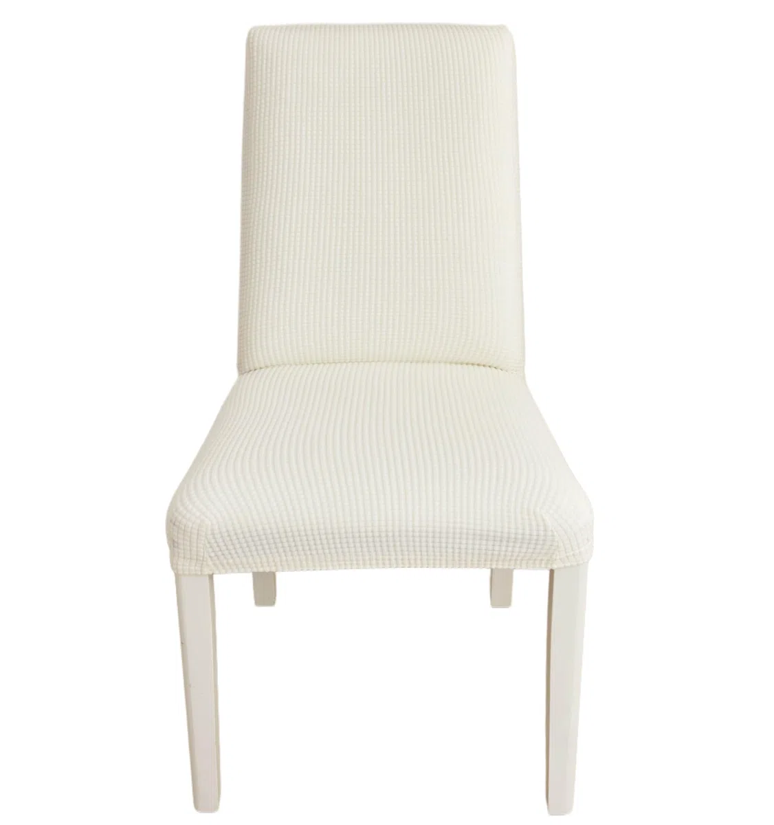 EBETA 6 Pezzi coprisedie con Schienale, Elasticizzato Copertura della Sedia, Copertura Fodera, Banchetto Sedia Sedile Slipcover Cerimonia di Nozze Posate da (Bianco latte, 6 Pezzi)