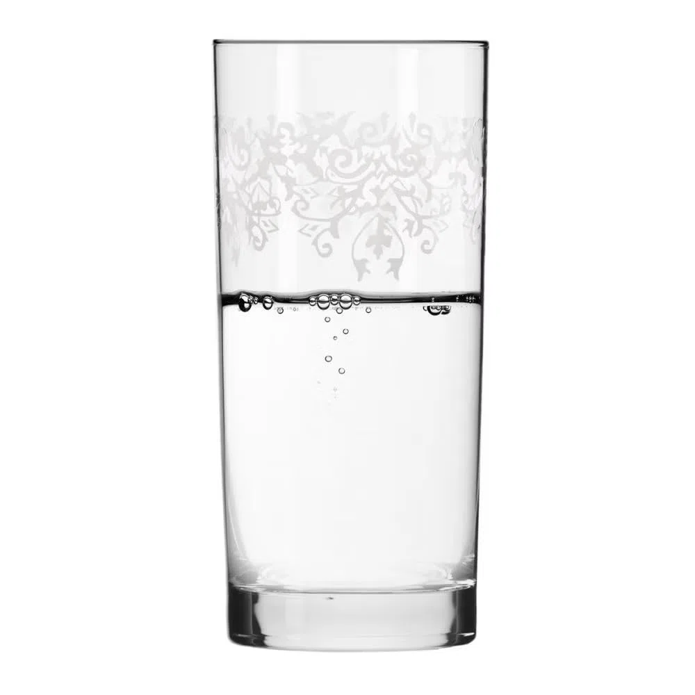Krosno – Bicchieri Long Drink 370 ml – Set da 6 Pezzi – Collezione Krista Deco – Cristallo Senza Piombo – Design Elegante con Motivo Trasparente
