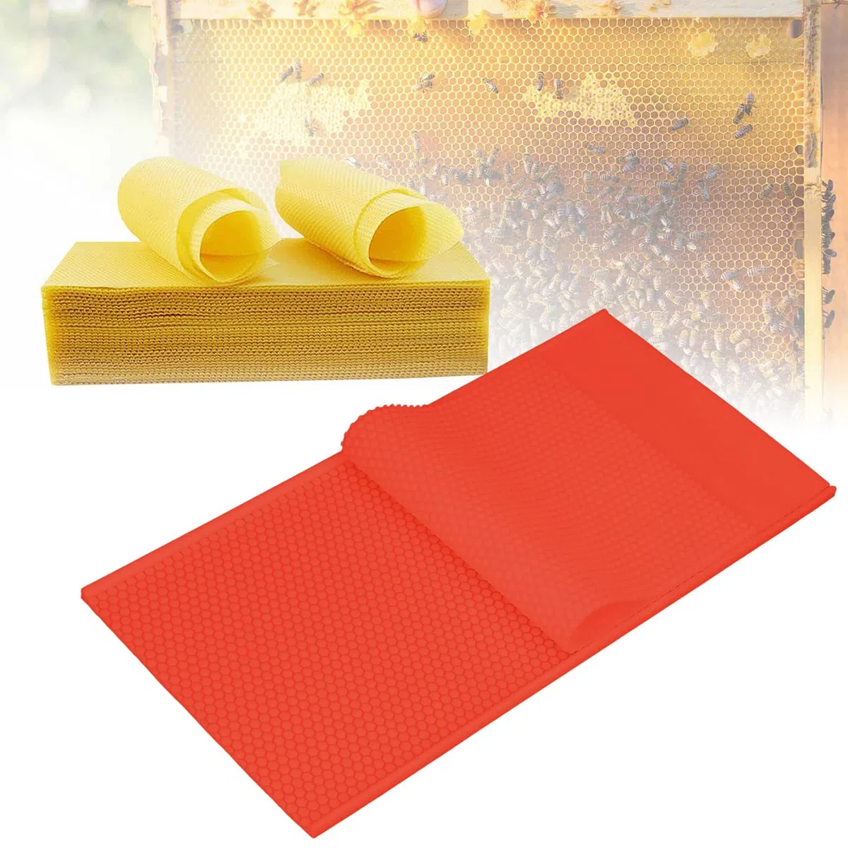 Acouto placas de panal de Cera de abejas, placas Base de Cera de Colmena de silicona de 5,4 mm para fabricación de velas de Cera de abejas