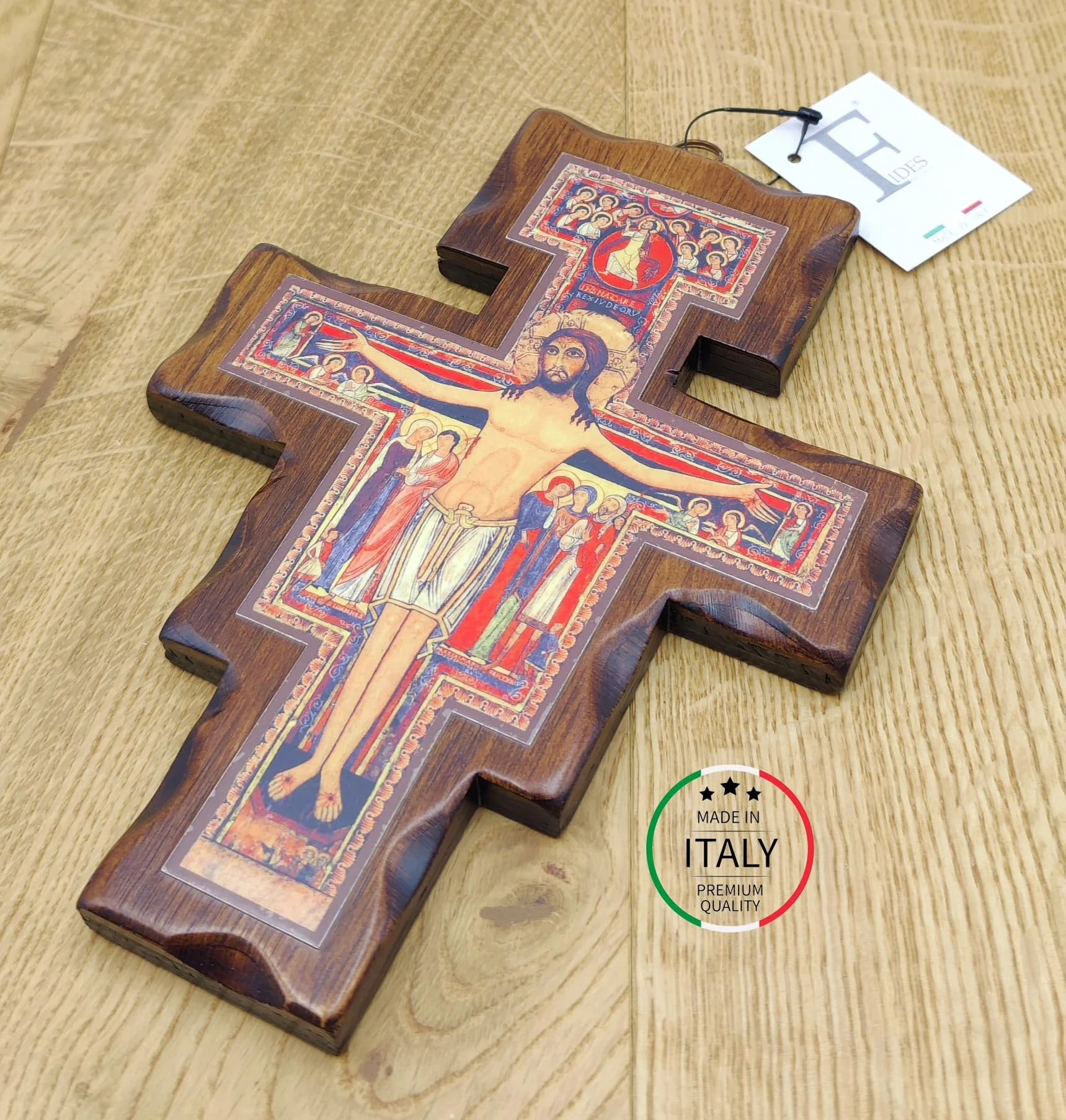 La Balestra Crocifisso San Damiano in legno - da parete - prodotto in Umbria Italy - (19 X 14)