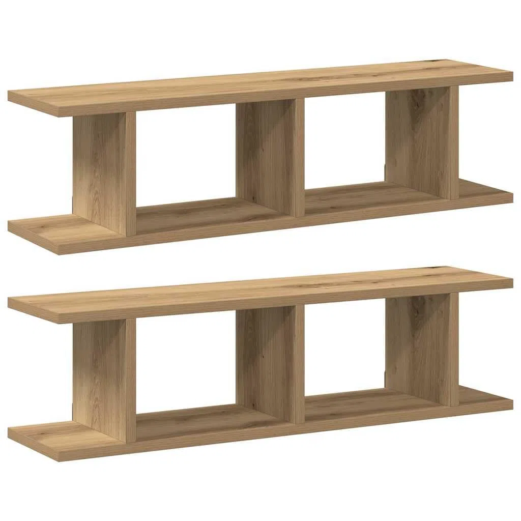 vidaXL 2 scaffali da parete in rovere Artisan, 75 x 18 x 20 cm, in legno di legno, mensola, scaffalatura sospesa, mensola, scaffalatura per CD