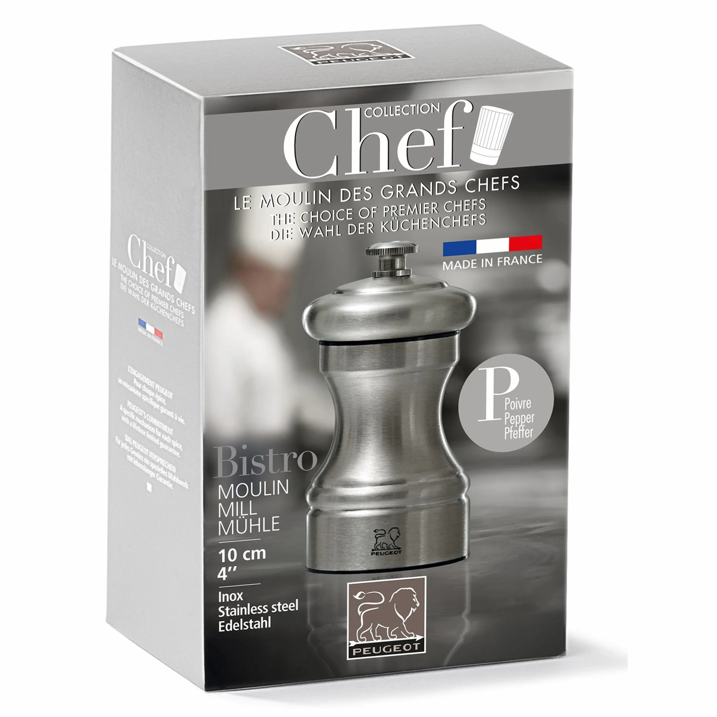 PEUGEOT 33040 Bistro Chef Macinasale, Acciaio Inossidabile, Argento, 5 x 5 x 10 cm