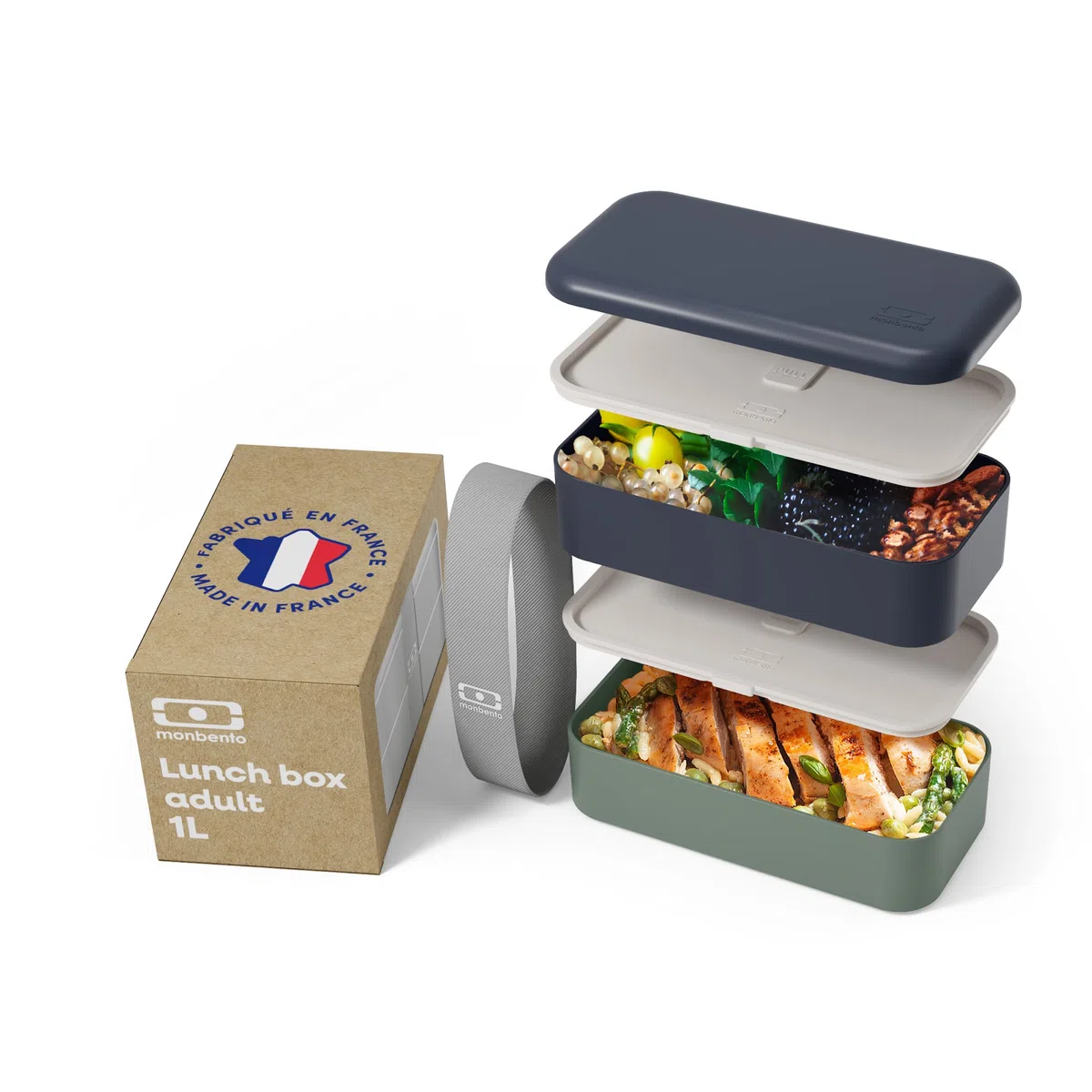 monbento – Porta Pranzo Original – Lunch Box Microonde Adulti – Contenitore Ermetico 2 Livelli – Ideale per Ufficio/Meal Prep – Schiscetta Senza BPA – Lavabile in Lavastoviglie - Blu/Verde