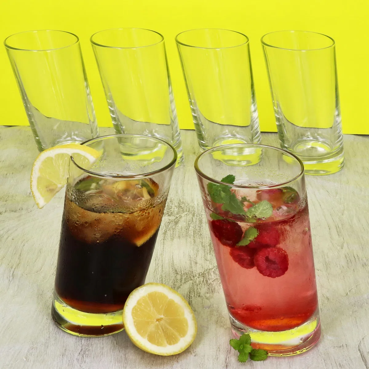 MamboCat Set di 12 bicchieri da long drink Pisa, 270 ml, 12 persone, bicchiere alto obliquo con fondo pesante per acqua, succhi di frutta, caffè, cocktail & Co.