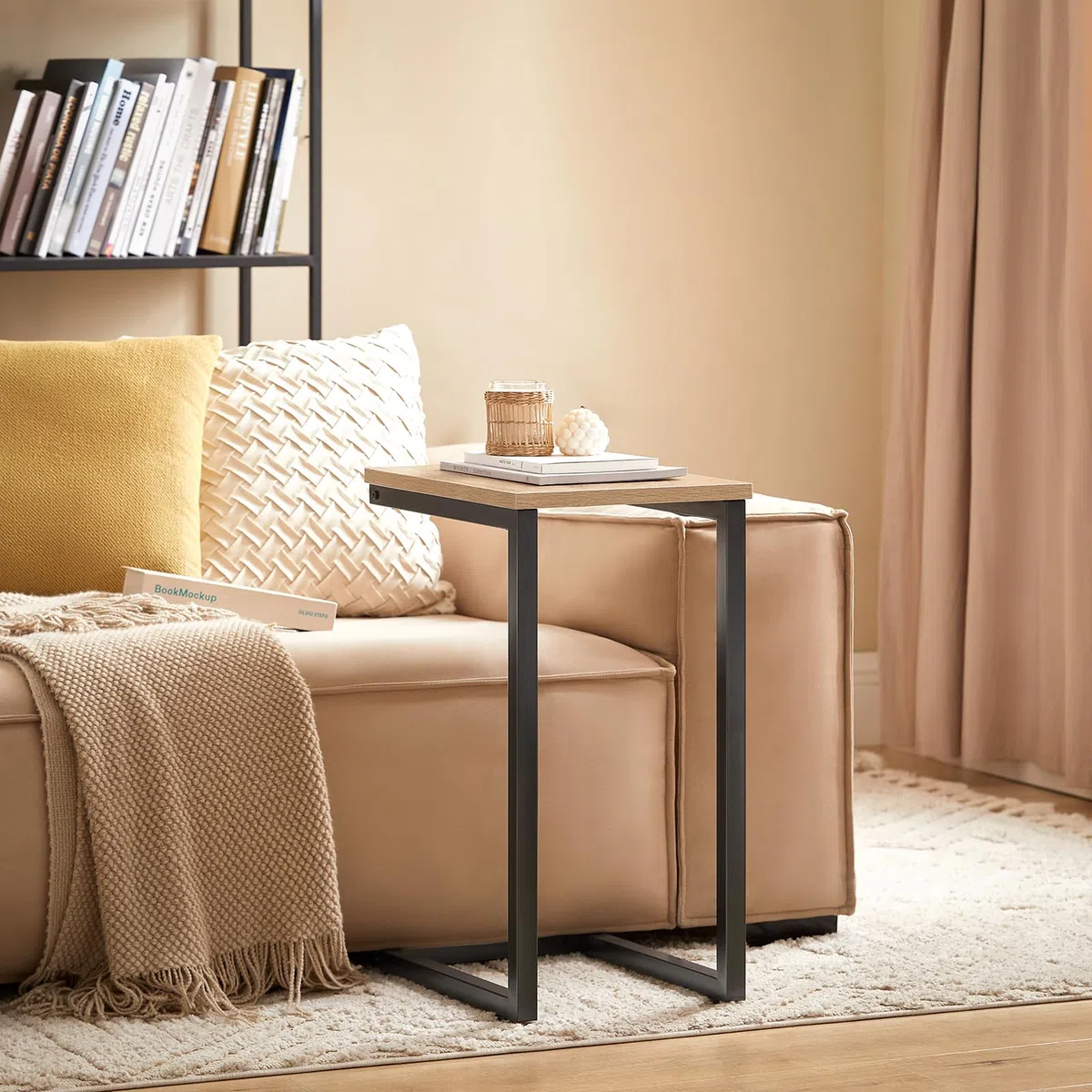 SoBuy Tavolino da Salotto, Tavolino da Divano 40x30x60 cm Nero & Naturale FBT44-N