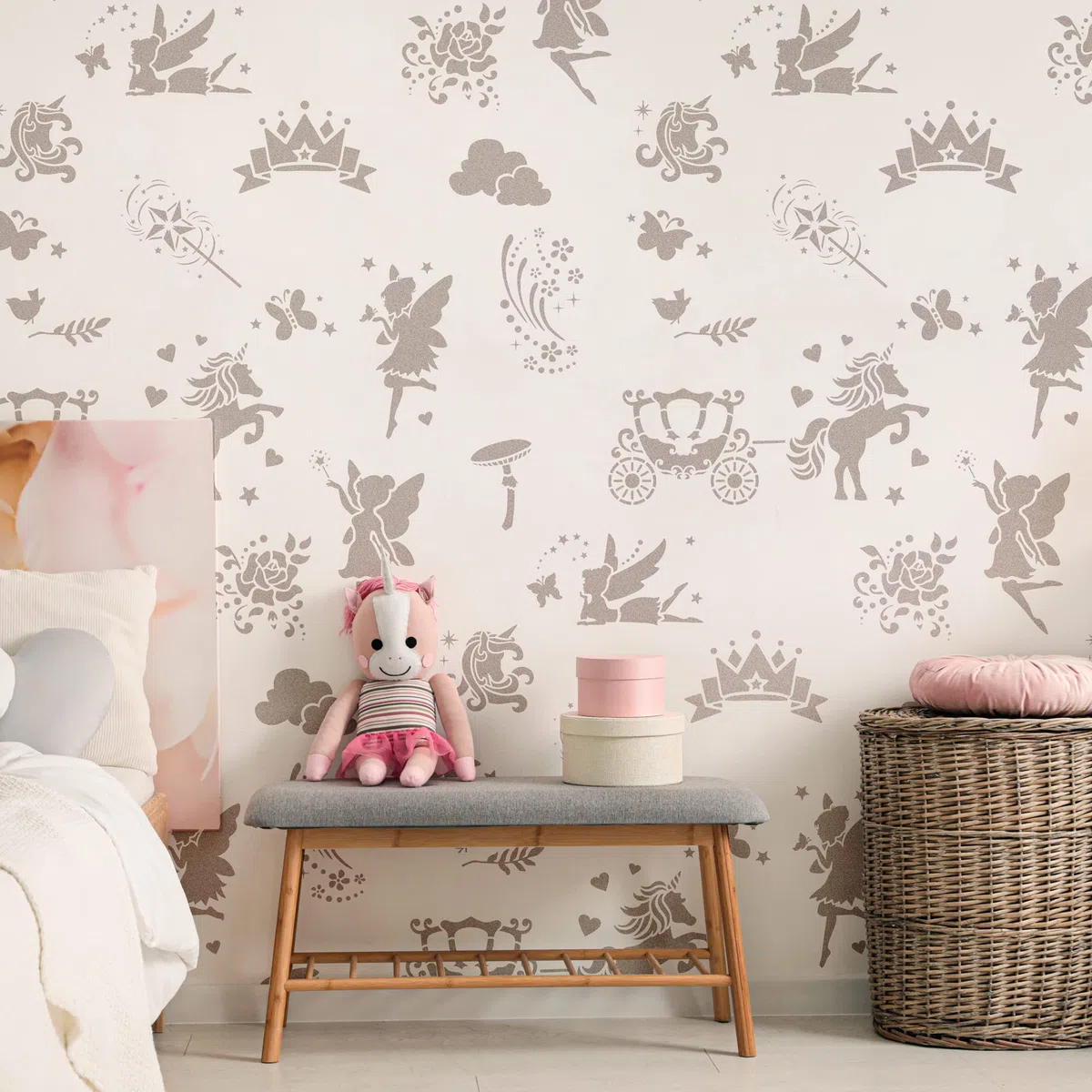 NAKLEO Stencil di Pittura per Bambini, Set di 14 Pezzi da 9x12 a 23x34cm Magia Fata Unicorno, Modelli Plastica e Riutilizzabili di Stanza Decorazione, Sagome DIY Fai-da-te, Mobili Muro Legno