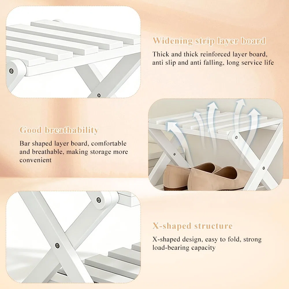 Scarpiera pieghevole in bambù, scarpiera verticale salvaspazio piccola, multifunzione, sottile, per ingresso, camera da letto, soggiorno, angolo (bianco, 5 livelli)