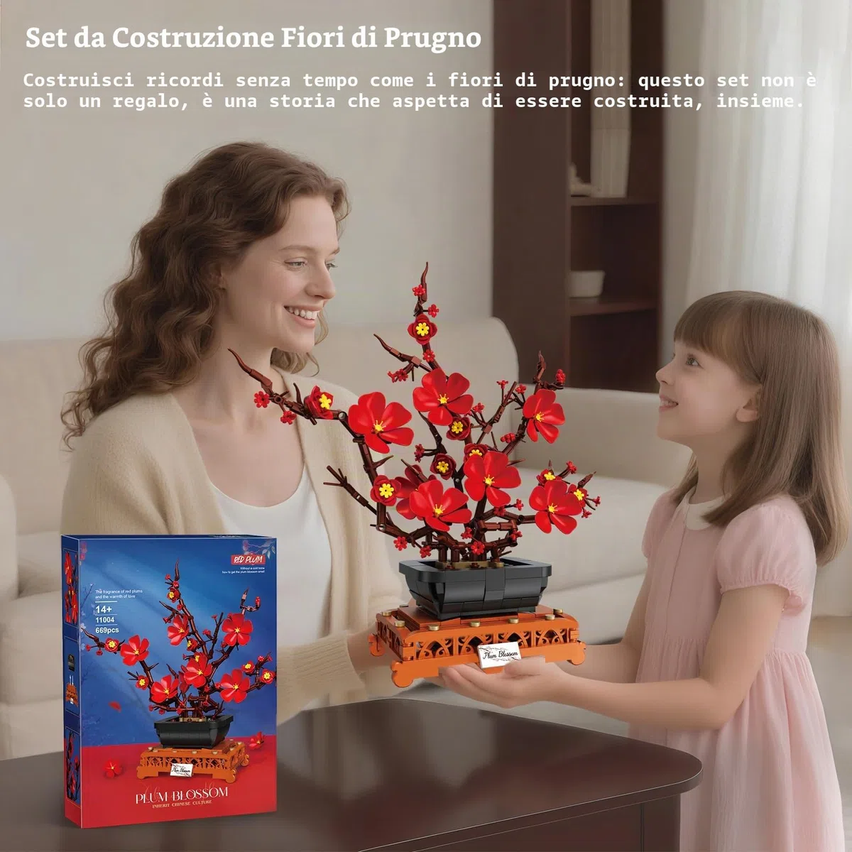 Mavo brix Set di Costruzioni con Fiori di Pruno, Set di Vasi per, Collezione Botanica per Adulti, Arrangiamento di Mazzetto di Fiori, Decorazione per Sala, Casa e Ufficio, 669 Pezzi