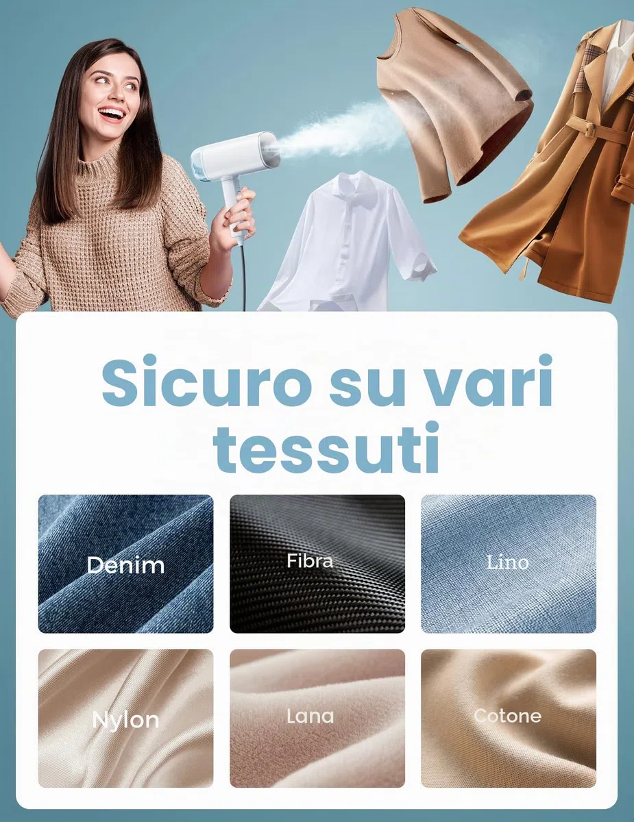 Vaporizzatore per abbigliamento, piroscafo pieghevole e portatile, riscaldamento rapido 30 secondi, vaporizzatore per vestiti, con serbatoio d'acqua da 170 ml, vapore a mano per casa e viaggi
