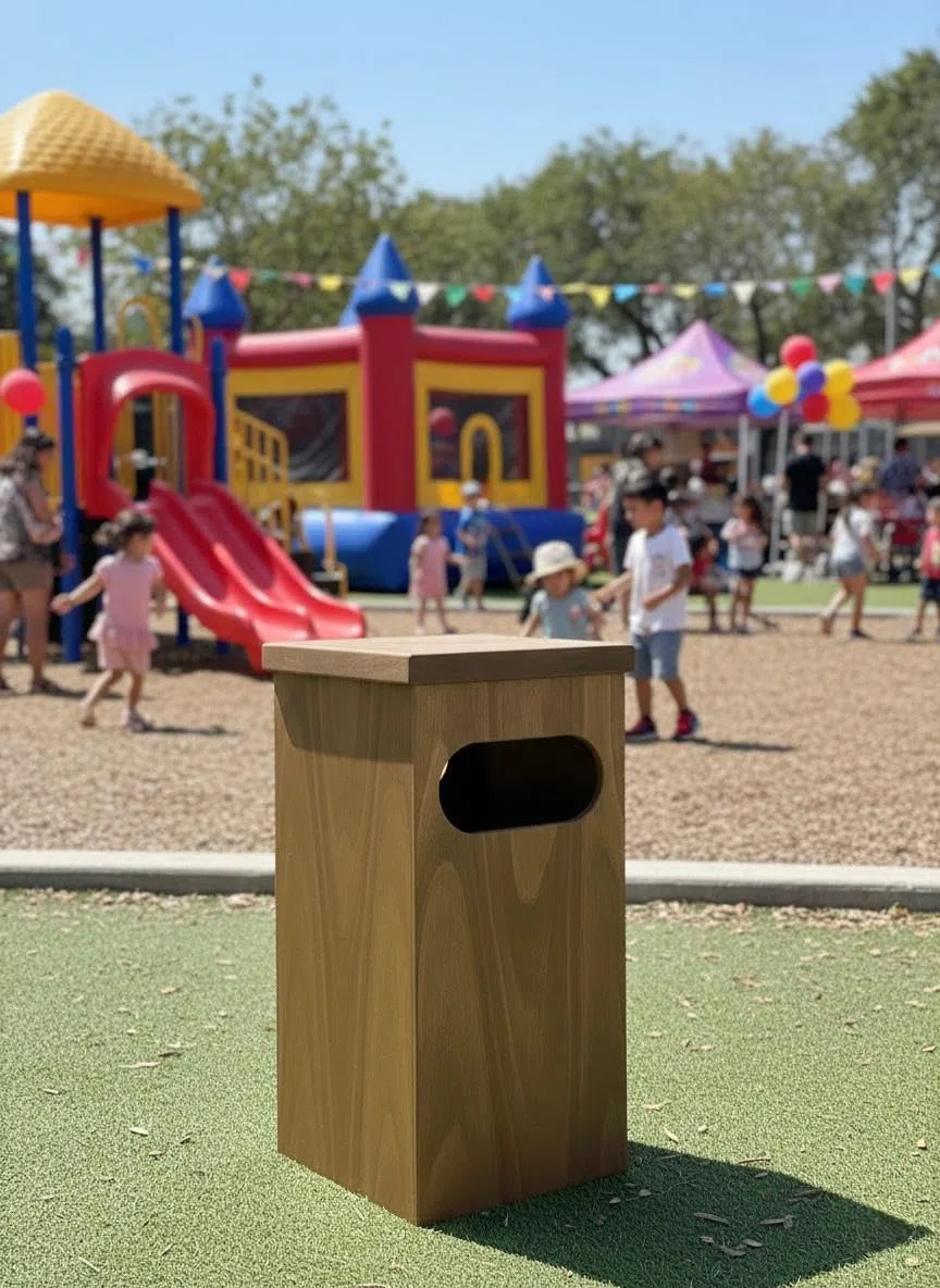 Pattumiera secchio bidone in legno portabusta sacchetto spazzatura cestino con coperchio gettacarte arredamento per esterno parco piscina condominio arredo raccolta differenziata 40x40x80h cm