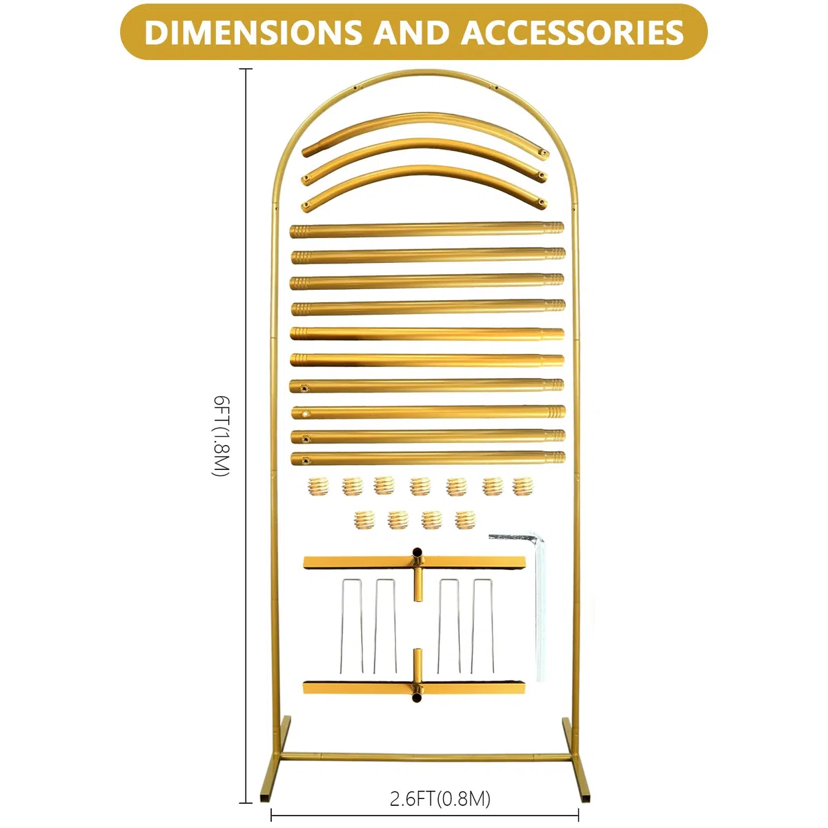 1,8 m x 0,8 m di supporto per arco nuziale con supporto a palloncino ad arco in metallo set per matrimoni, compleanni, feste, lauree, anniversari, celebrazioni di studio decorazione di sfondo