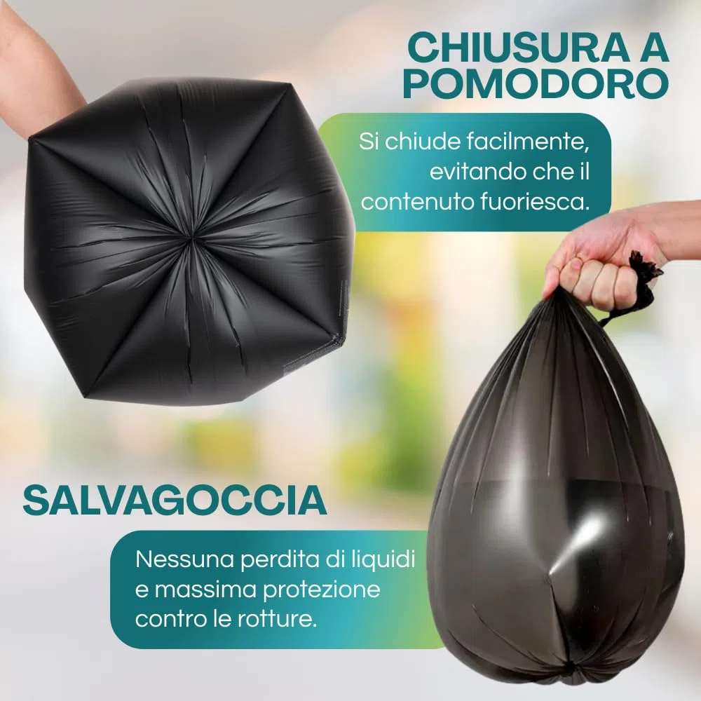 Palucart® Palucart® sacchi neri grandi resistenti sacchi spazzatura condominiali cm 90x120 120 litri 80 pezzi
