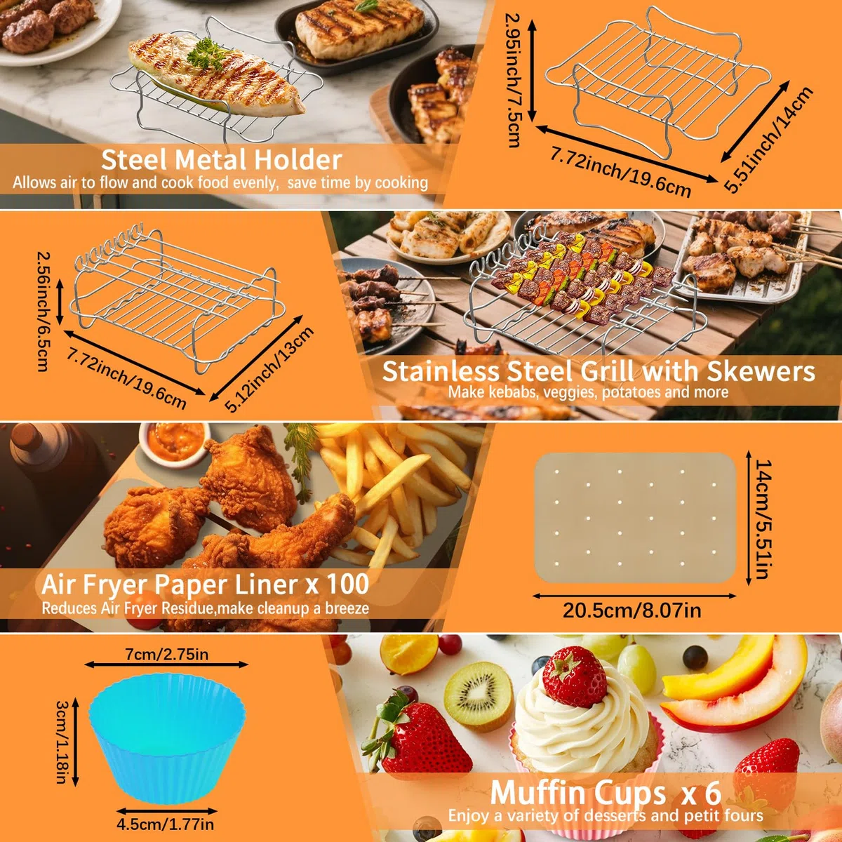 Accessori Airfryer per friggitrice ad aria calda Philips Airfryer 4000 Series Stacked Dual Basket NA460/00 NA462/70, 2 stampi in silicone per friggitrice ad aria calda da 10 l, altri accessori inclusi