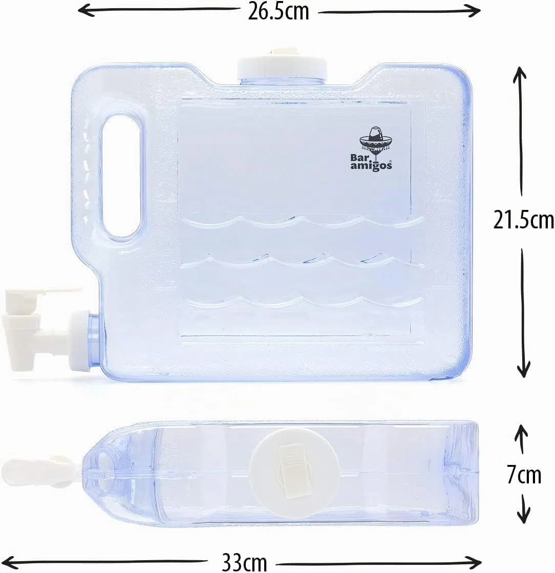 Bar Amigos Confezione doppia con 2 distributori di acqua per frigorifero, 3 l, con rubinetto, plastica, PETG, contenitore da viaggio, ricaricabile, scaffale, ufficio, campeggio