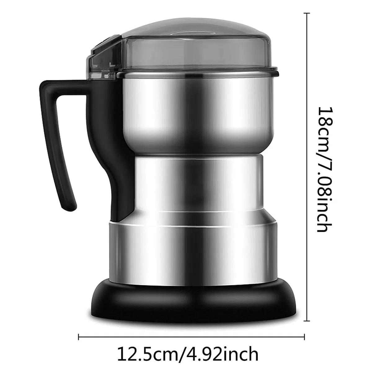 Macinino elettrico per spezie 400 W, acciaio inossidabile, capacità 400 g, portatile e compatto, macinatura ad alta velocità per chicchi di caffè, spezie, erbe aromatiche, noci, cereali e semi