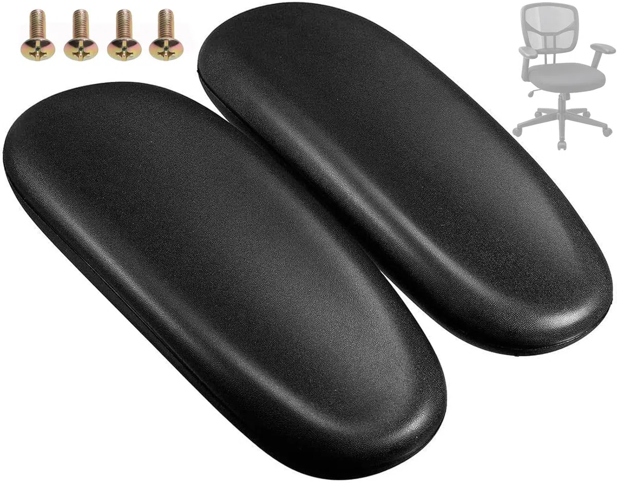 Gekufa Sedia da Ufficio Sostituzione Bracciolo Braccioli Tappi Fit Universale Sedia da Scrivania Braccioli Distanza dei Fori di Montaggio 10,2 cm con Viti Modello di Foro di Montaggio (1 Paio) Nero