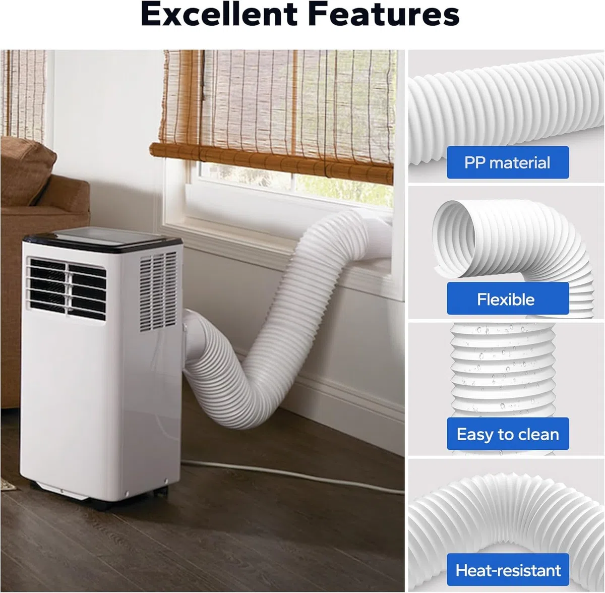LINGKY Tubo di Scarico PVC Ø150mm 3m Tubo di Ventilazione Flessibile con Filettatura Antioraria, per esempio per impianti di climatizzazione, asciugatrice, cappa aspirante