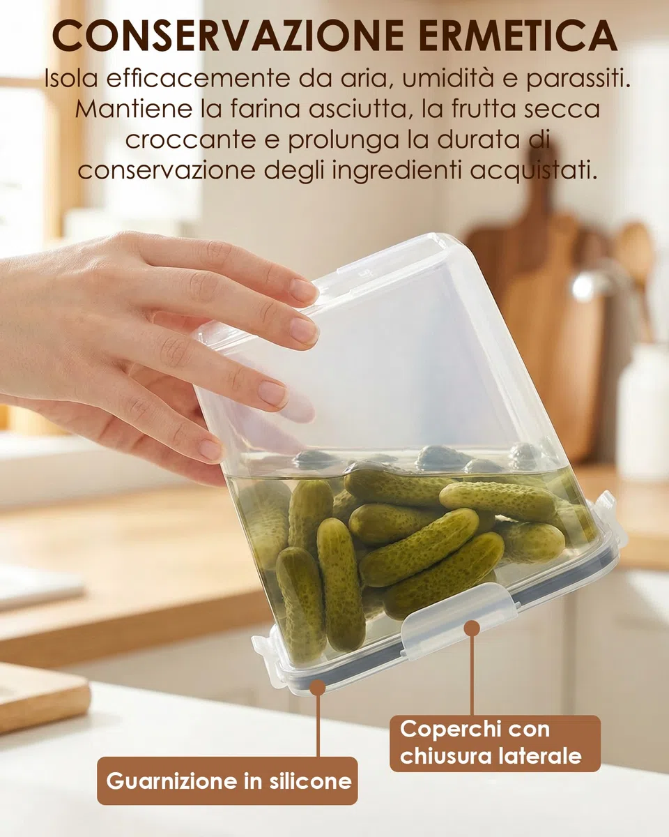 Contenitori ermetici per alimenti con coperchio, 24 pezzi, contenitori cucina impilabili senza BPA, barattoli per conservazione di farina, riso, pasta e cereali, per dispensa e organizzazione cucina