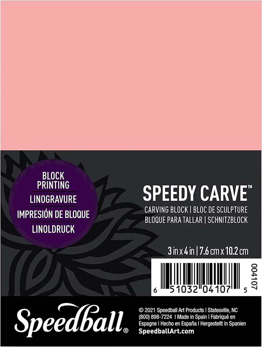 Speedball Speedy-Carve Block rosa, confezione da 6 pezzi, per stampa a blocchi, stampini, intaglio, blocchi di linoleum, strumenti artistici artigianali per kit di attrezzi