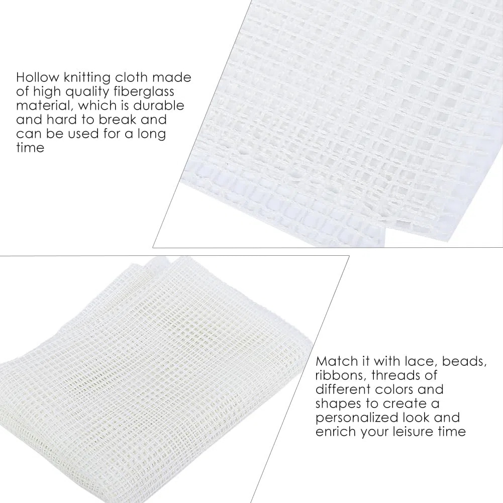 Tela a Rete Vuota, Tappeto Fai da Te con Gancio in Rete di Tela Mat Uncinetto Manico in Legno Kit di Riparazione Uncinetto Fabbricazione di Moquette della Tela del Tappeto per Lavori di Ricamo