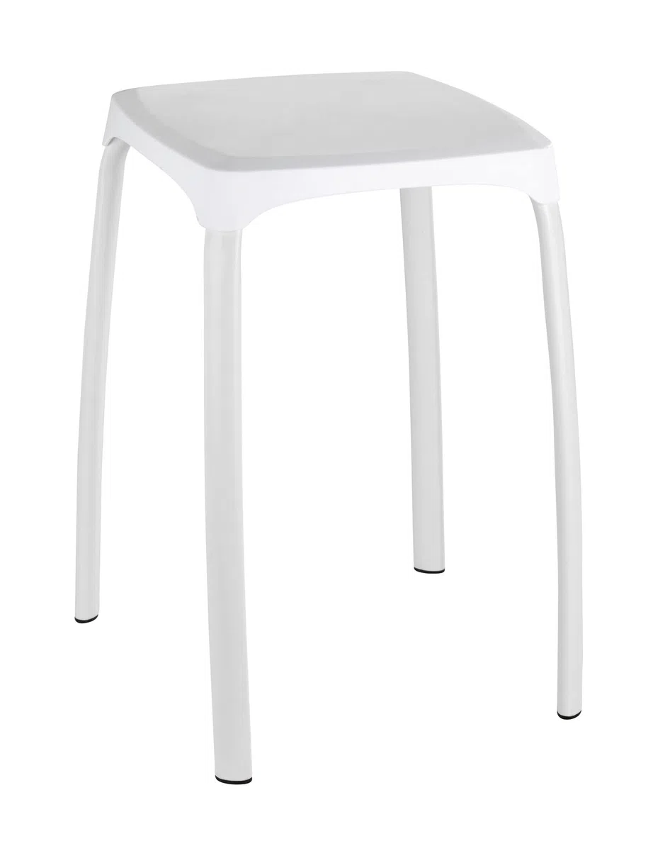 WENKO Taburete para El baño Losani, Bianco, 29 x 29 x 46 cm