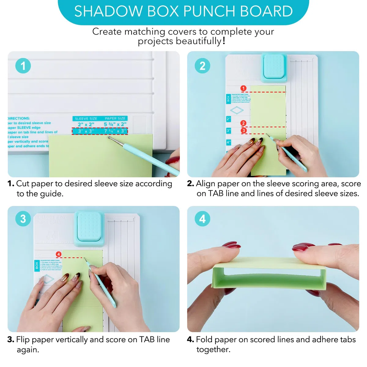 Shadow Box - Perforatrice per fai da te da 5,1 cm, 7,6 cm, 10,2 cm, 12,7 cm, scatole e maniche, con strumento di punteggio, per fai da te, scrapbooking, vacanze, biglietti di famiglia, foto e regali