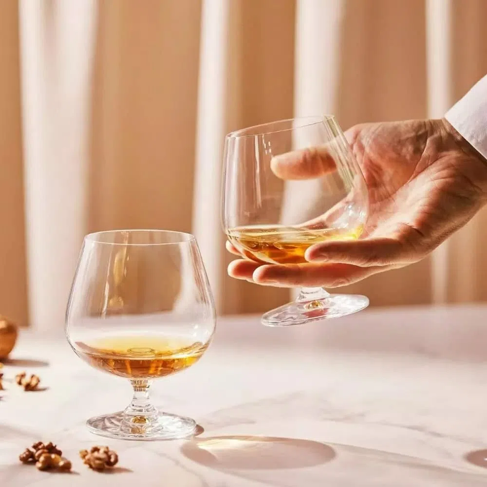 Krosno Balance Calici Brandy Cognac Whisky 510 ml, Set 6 Pezzi, Vetro Cristallo Senza Piombo, Snifter con Ampia Coppa, per Degustazione, Casa Ristorante, Lavabili in Lavastoviglie