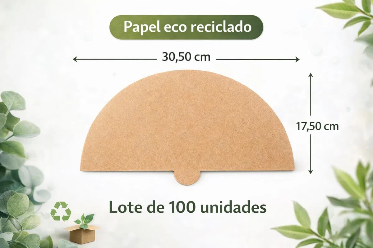 Confezione da 100 ventagli in carta kraft riciclata, celebrazioni, matrimoni, festival ed eventi all'aperto, carta riciclata Eco (430 g/m²) misure 30,5 x 17,5 cm.