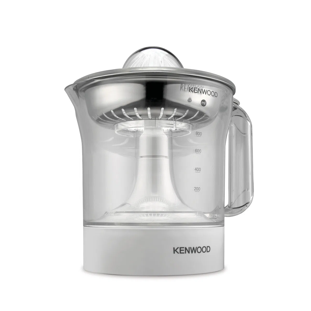 Kenwood JE290A Spremiagrumi elettrico, rotazione a destra e sinistra, base antiscivolo, vano portacavo, capacità caraffa 1L con misuratore graduato, pratico beccuccio, compatto, 40w, Bianco