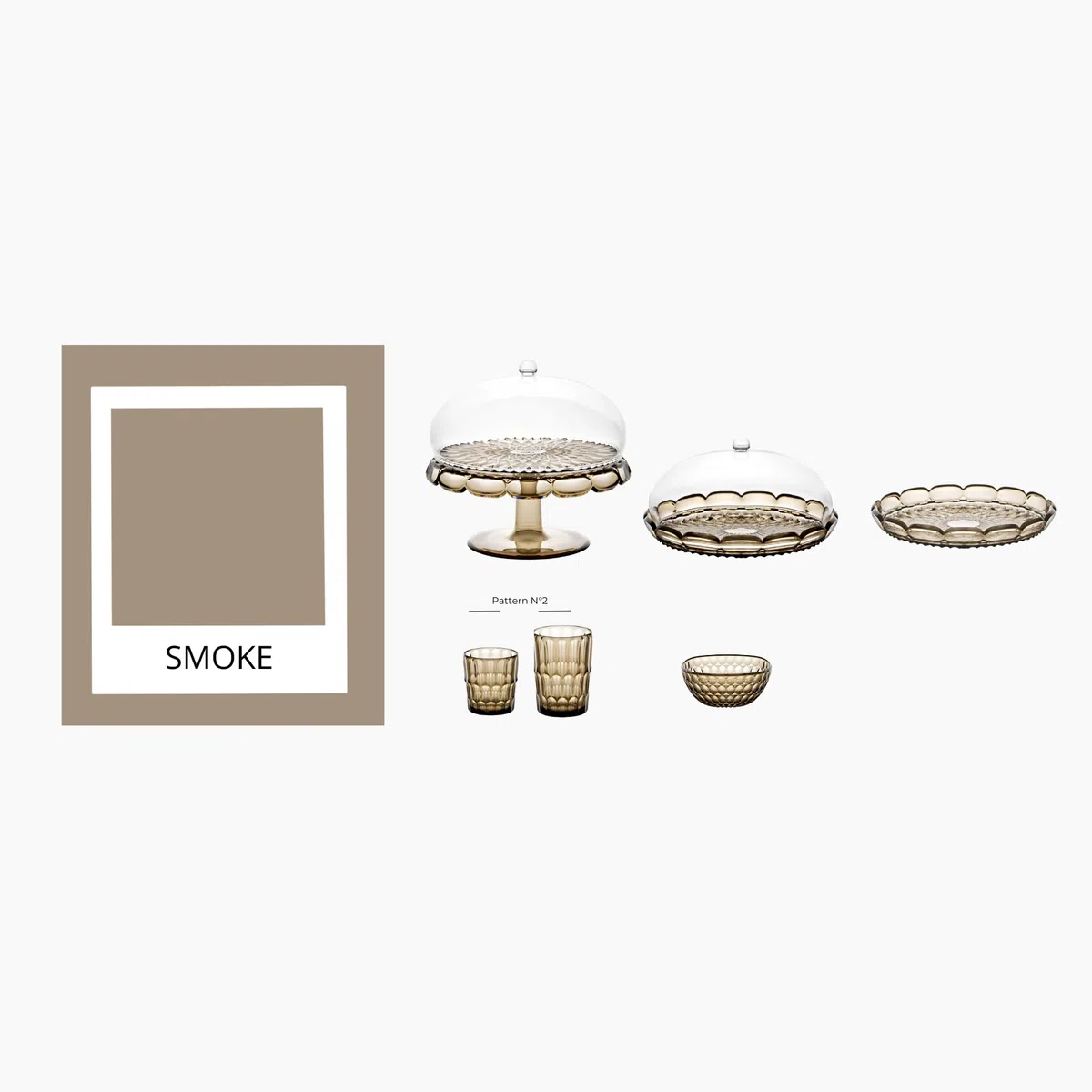 Guzzini - Vanity, Set tortiera, fumo, in Bio-based SAN e Bio-based SMMA - TERRA