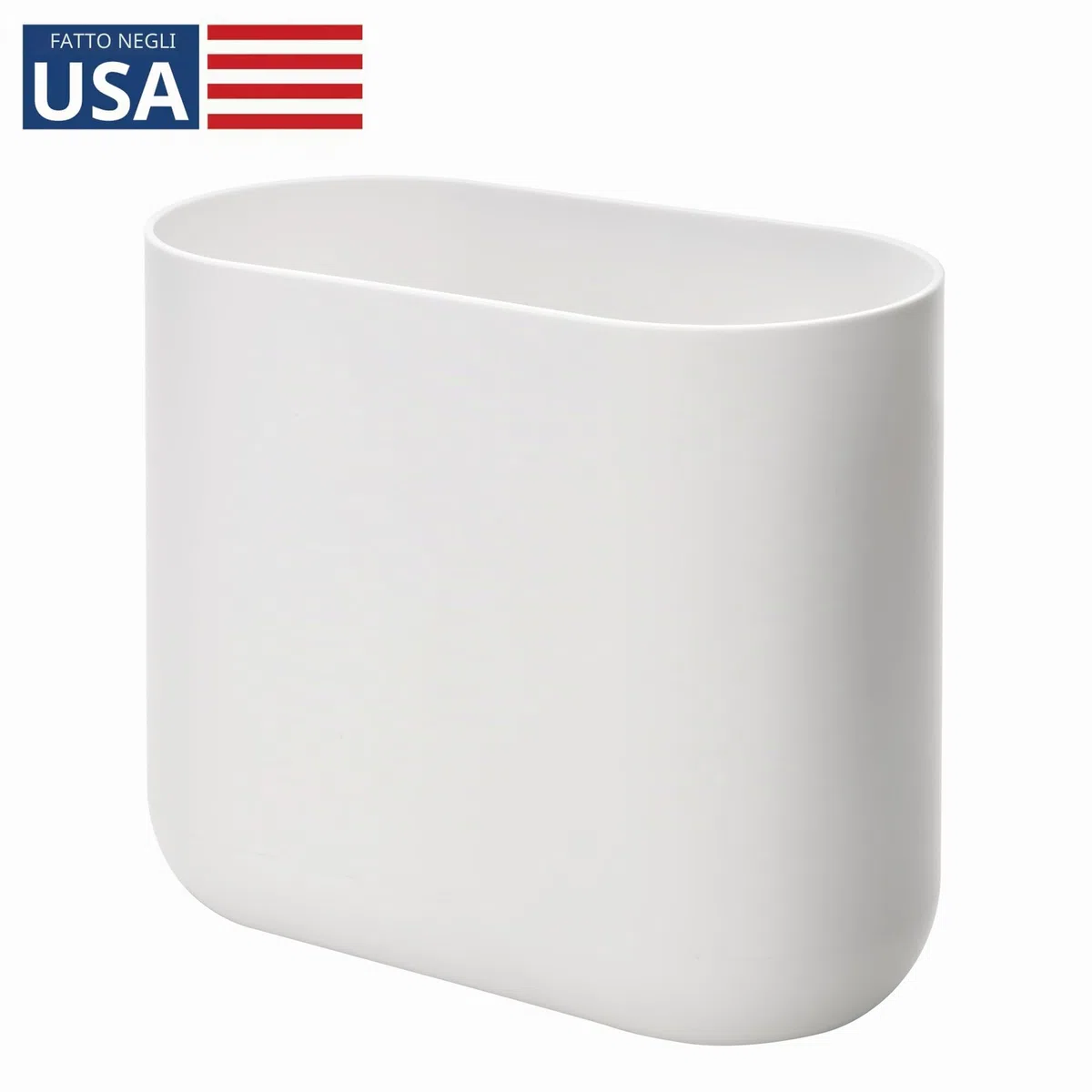 iDesign Cade Cestino spazzatura per bagno o cucina, Piccola pattumiera bagno in plastica, Cestino design per cosmetici, bianco