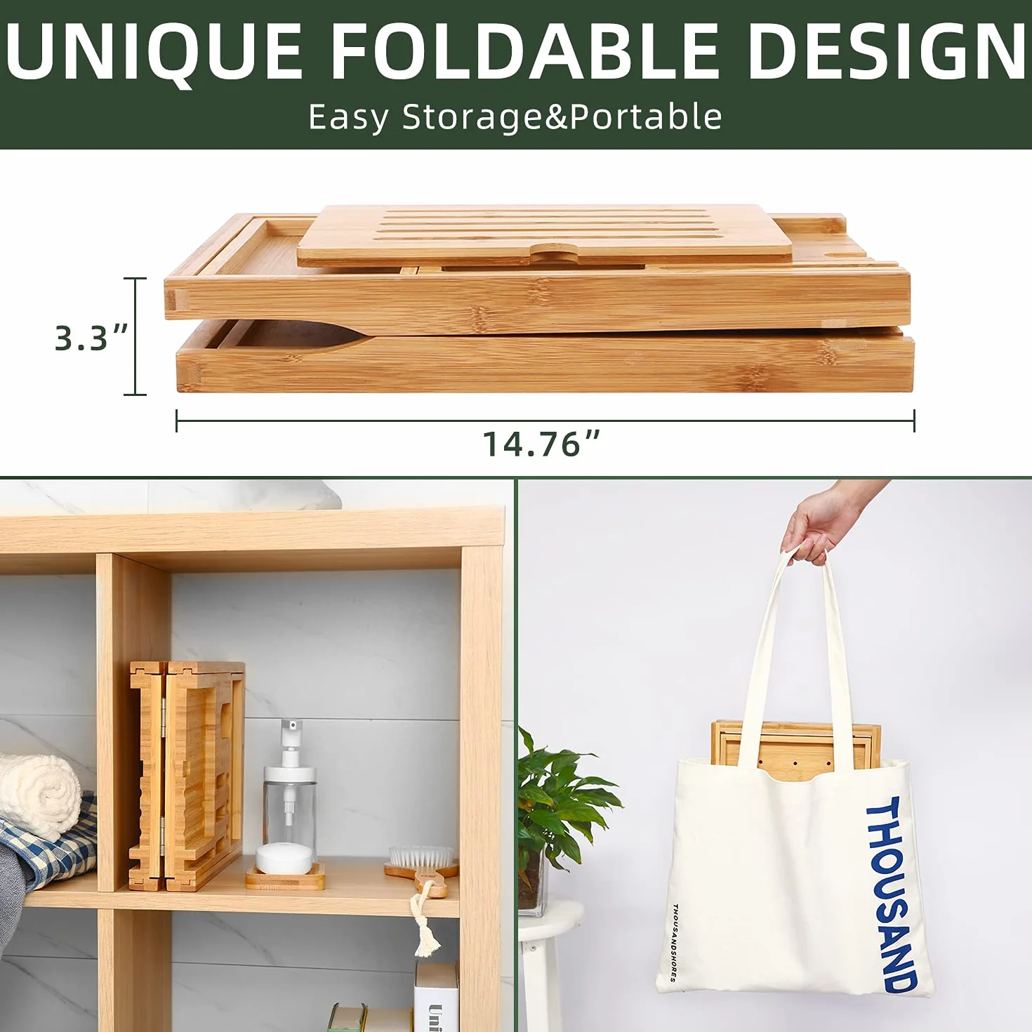 Ohuhu Vassoio Vasca da Bagno Espandibile in Bambù - Mensola e Accessori con Manopole Anti-scivolo - Piano d'Appoggio Lussuoso e Rilassante