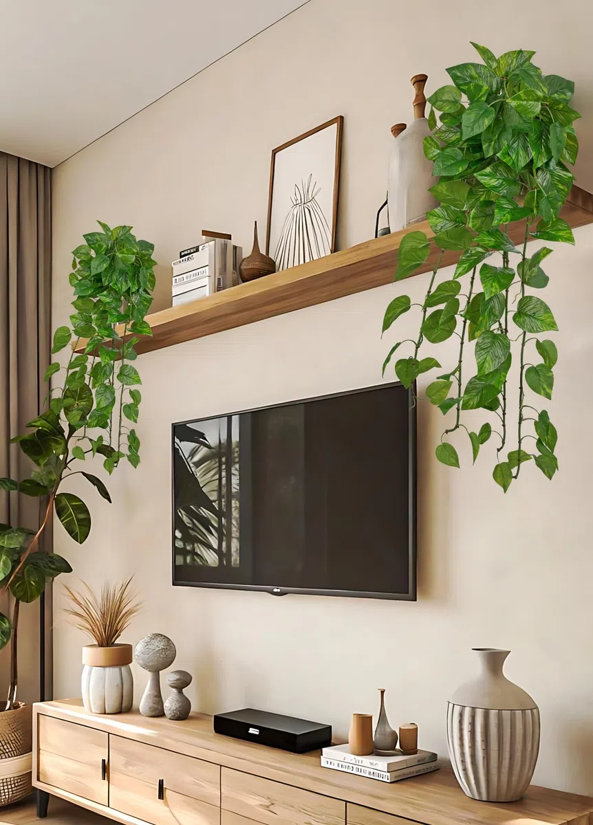 Briful Pianta artificiale sospesa Pothos – Verde artificiale realistico Scindapsus Viticci, ca. 90 cm, pianta decorativa per parete, soggiorno e interni