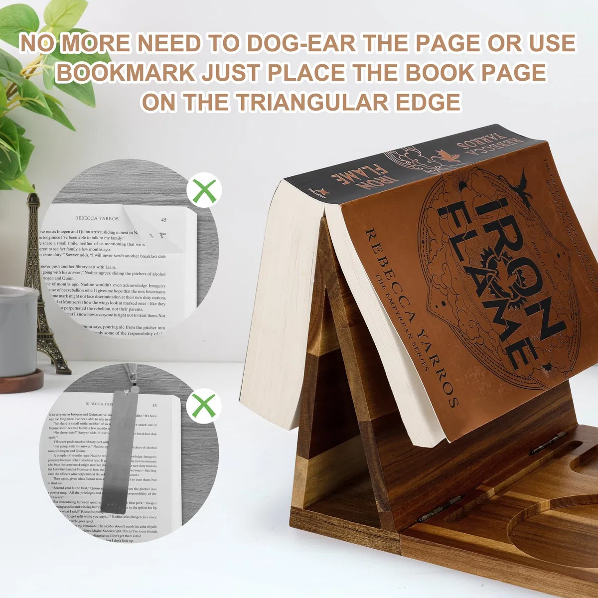 Supporto per libri in legno per appoggiare le pagine, unico servizio di lettura con tazza, occhiali e portapenne, idee regalo per gli amanti dei libri