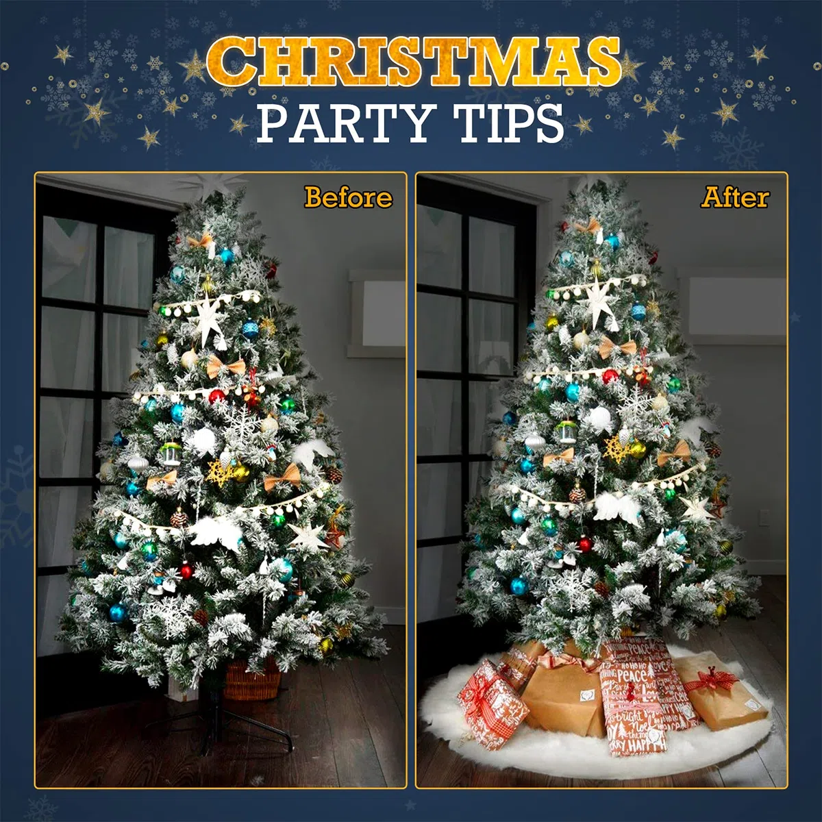 ibell Gonna Albero di Natale, 90 cm soffice Neve Bianco Natale Decorazioni Albero di Natale Vacanze gonne (36pollice)