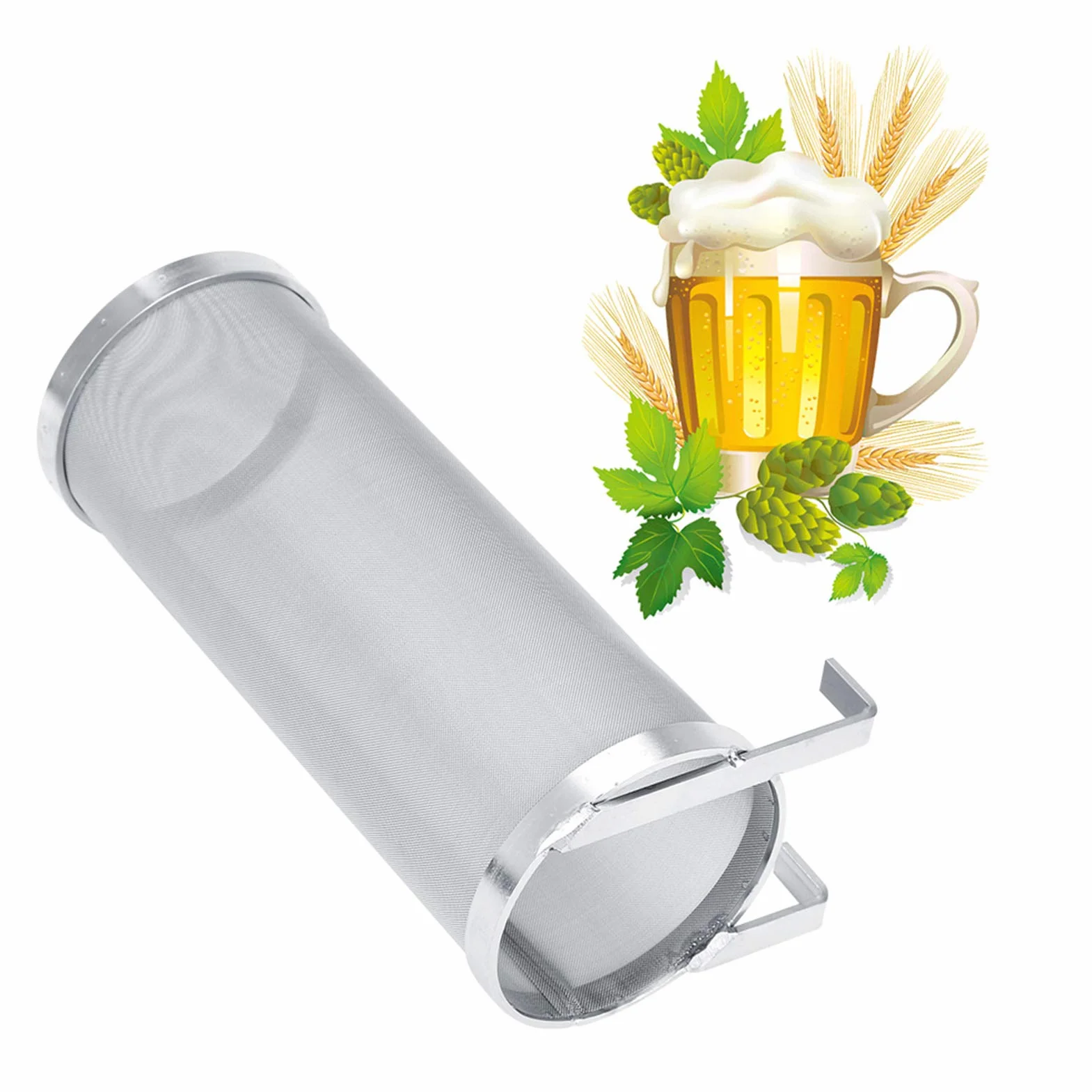 Delaman Filtro Birra, Tramoggia Filtro a Rete Filtro Tramoggia Cestello Birra Homebrew Birra Filtro Birra Caffè Filtro 304 Micron Acciaio Inox (Taglia : 10x25.5cm)