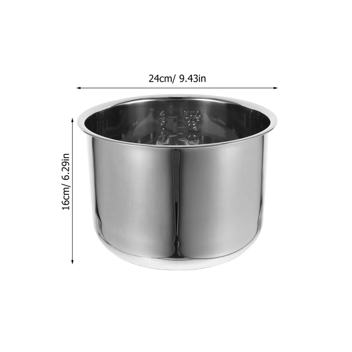 HEALLILY Pentola Interna da 6l per Cuociriso in Acciaio Inossidabile Distribuzione Uniforme del Calore Design Multifunzione, per Uso Familiare e Cottura del Porridge