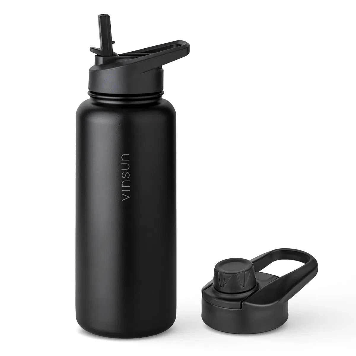 VINSUN Borraccia Termica 1 Litro - Bottiglia Acqua in Acciaio Inox con Cannuccia - Senza Perdite, Senza BPA, Riutilizzabile - Bottiglia Termica per Sport, Scuola e Palestra