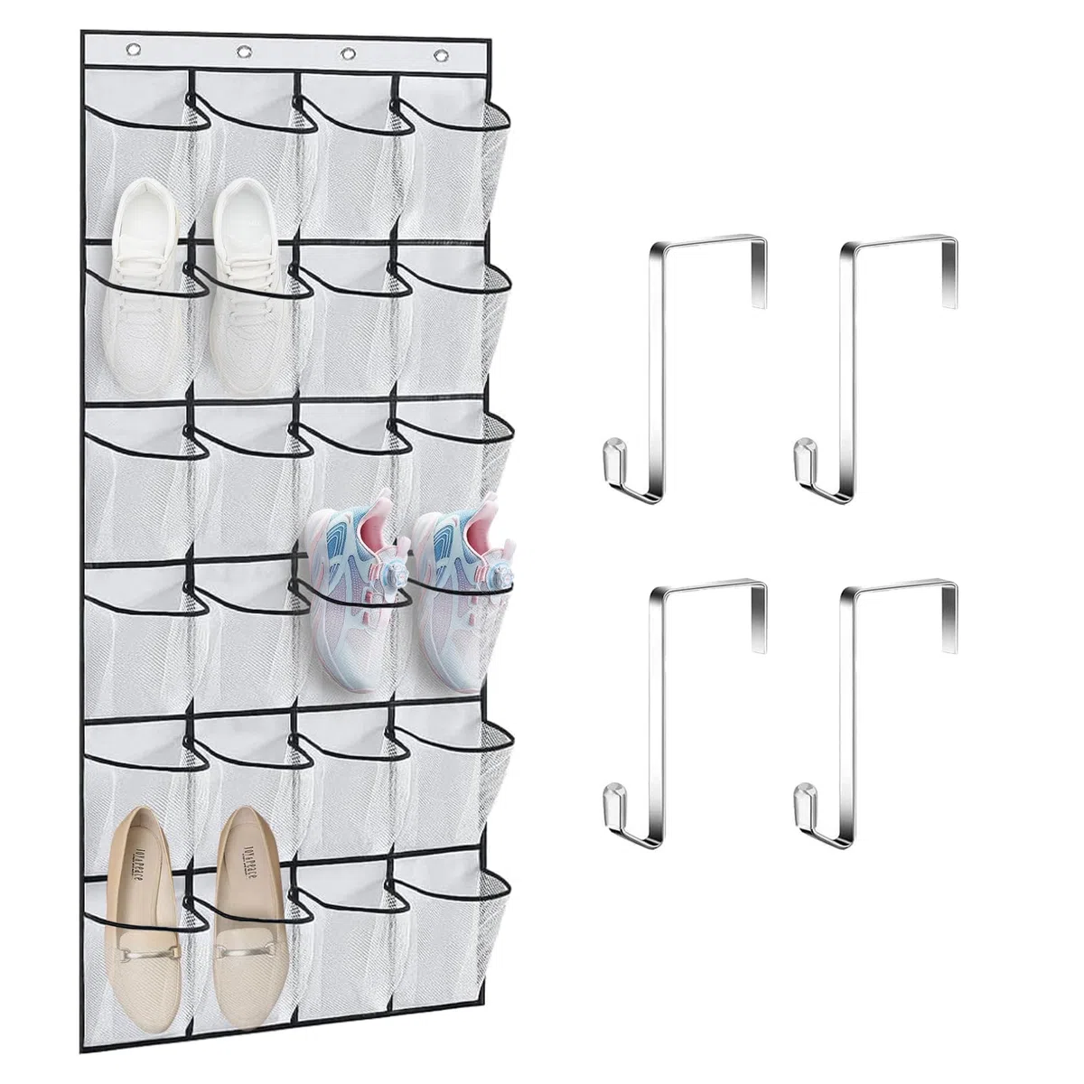 Scarpiera a Sospensione da Porta a 24 Scomparti, Scarpiera da Appendere Alla Porta, Porta Scarpe da Appendere, Organizer Sopra la Porta per Scarpe, per Camera da Letto, Soggiorno, Bagno