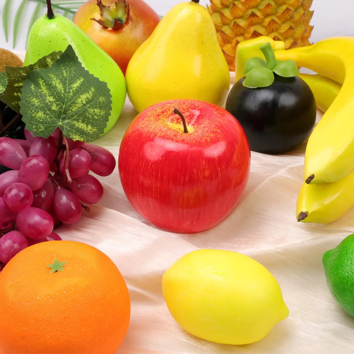 13 frutti artificiali realistici, decorazione per casa, feste, ananas, banana, uva, limone, arancia, mela, mangostano, melograno, pera, ornamento combinazione