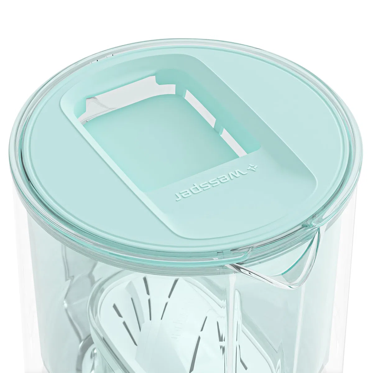 Wessper Caraffa Filtrante in Vetro 3L con 1 Cartuccia | Ricambio per Dafi Unimax Aquaphor A5 BRITA Maxtra+ PHILIPS AWP212/10 | Elimina Cloro, Impurità e Metalli Pesanti | Mint