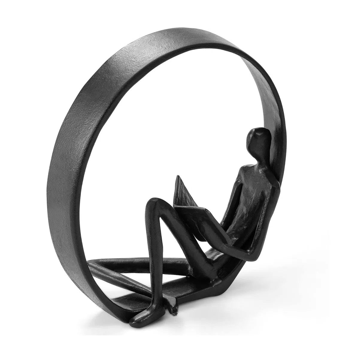 Statuette e statue di lettura, oggetti decorativi per librerie, scultura in metallo in ghisa, regalo per gli amanti dei libri, decorazione per scaffali di arte moderna, accessori per la