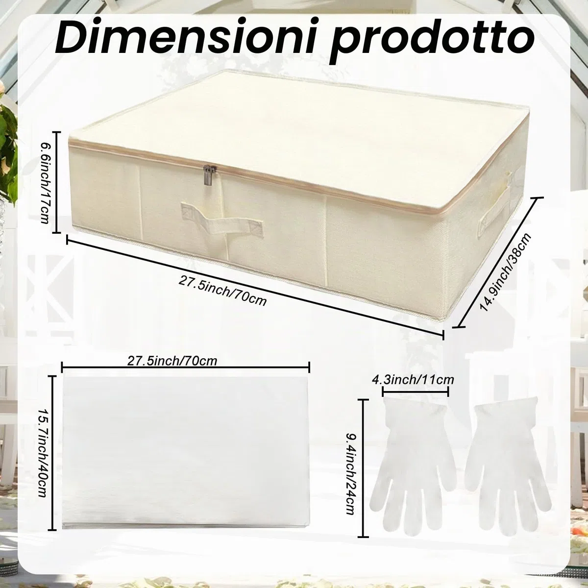 Scatola portaoggetti per sposa, con 40 fogli e 1 paio di guanti in microfibra di carta velina priva di acidi, per conservare abiti da sposa