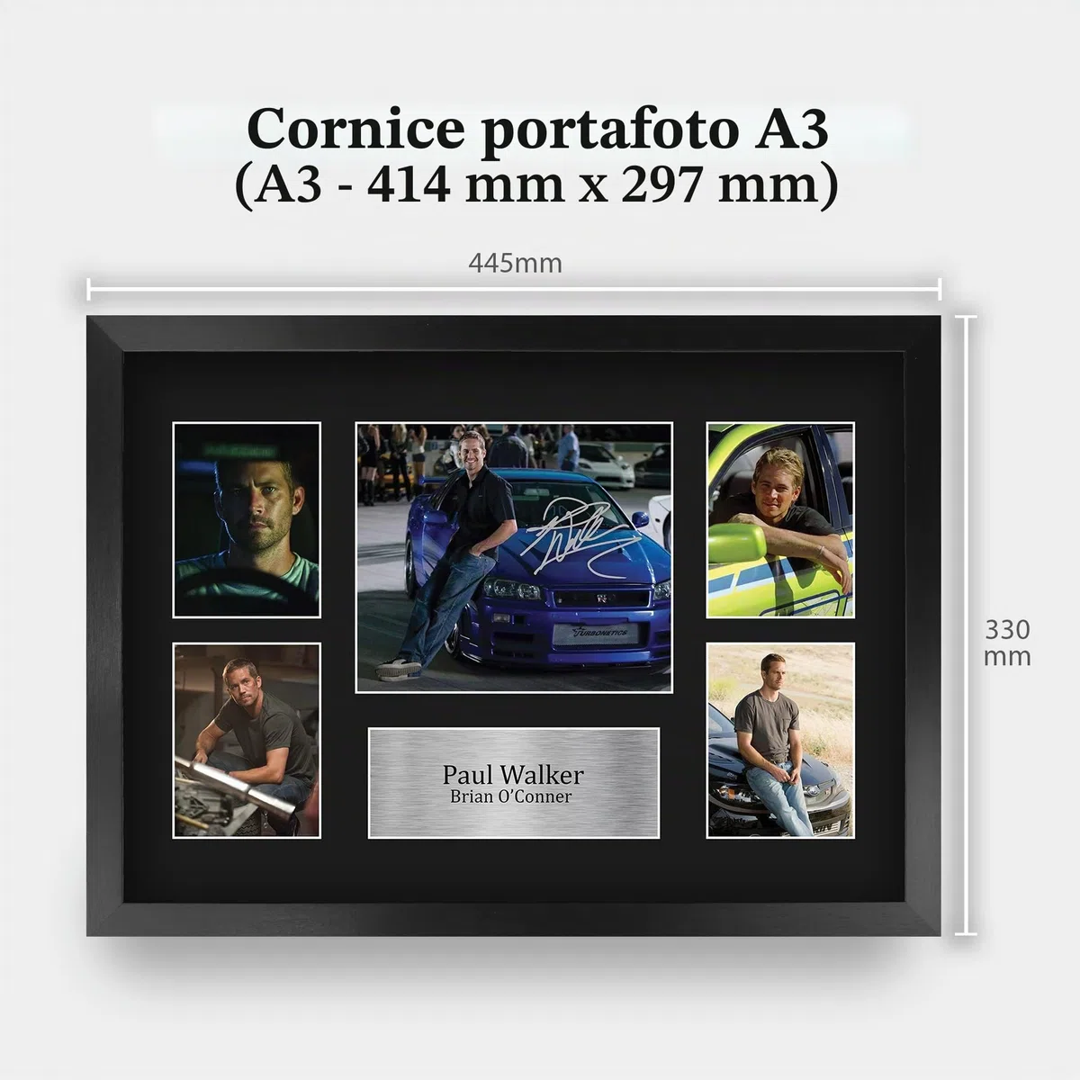 HWC Trading FR A3 Paul Walker Fast and Furious I Regali Hanno Stampato L'Esposizione Firmata Dell'Immagine Dell'Autografo Per I Fan Di Memorabilia Di Film - A3 Incorniciato