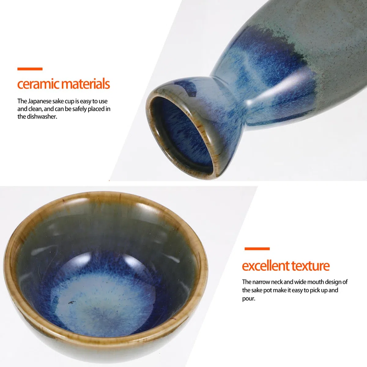 HEMOTON Set da sake giapponese in ceramica 1 barattolo 4 tazze servizio da sake tradizionale per la casa ristoranti regalo elegante