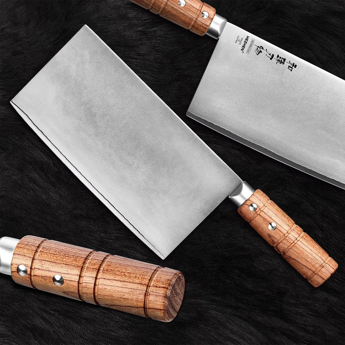 HEZHEN 20CM Mannaie,Coltello Mannaia Coltello da Cucina,Acciaio Rivestito in Acciaio Composito,Coltello da Cuoco Cinese,Manico in legno Padauk