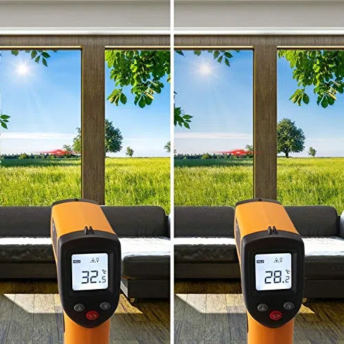 Dimexact Pellicola Solare Anti Calore per Finestre e Vetri, Installazione Interna Vetro Inferiore a 1,2 Metri Quadri, Trasparente - 45% di Respingimento Solare, Larghezza Fino a 1,52 m, in Rotolo