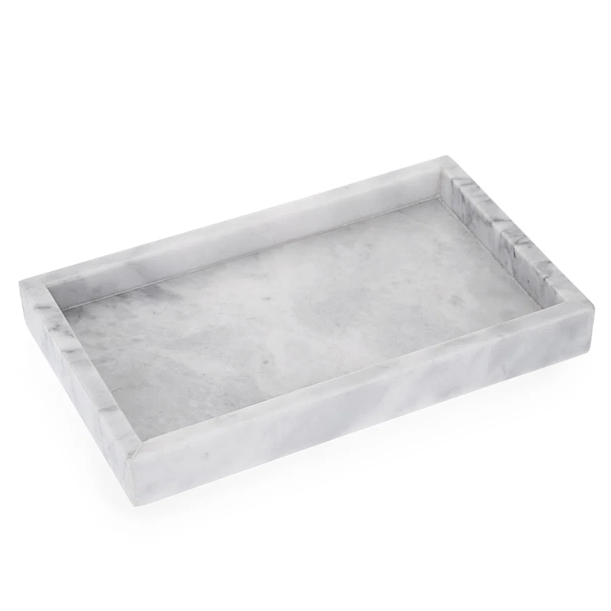 BSTKEY Vassoio da portata rettangolare in marmo naturale, vassoio per gioielli, vassoio decorativo per bagno, vassoio portaoggetti per vasca da bagno, 25 x 15 cm (grigio)