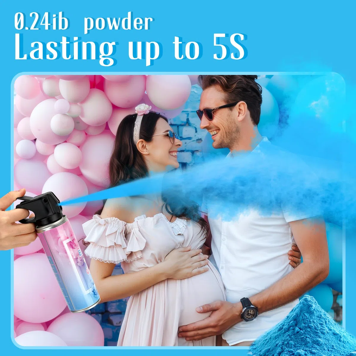 Canon Coriandoli Gender Reveal- Blu, Set di 2 - con polvere cannoni per coriandoli biodegradabili al 100% per rivelazione festa prenatale per annunci di sesso Baby Boy